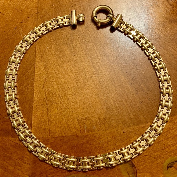 HEAVY ✨ 14K Yellow Gold Link sapphire Necklace - Picture 5 of 11